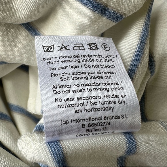 New Mus & Bombon Bornan Raya Azul Maxi Striped Dress  Sz S Viscose - Picture 10 of 12